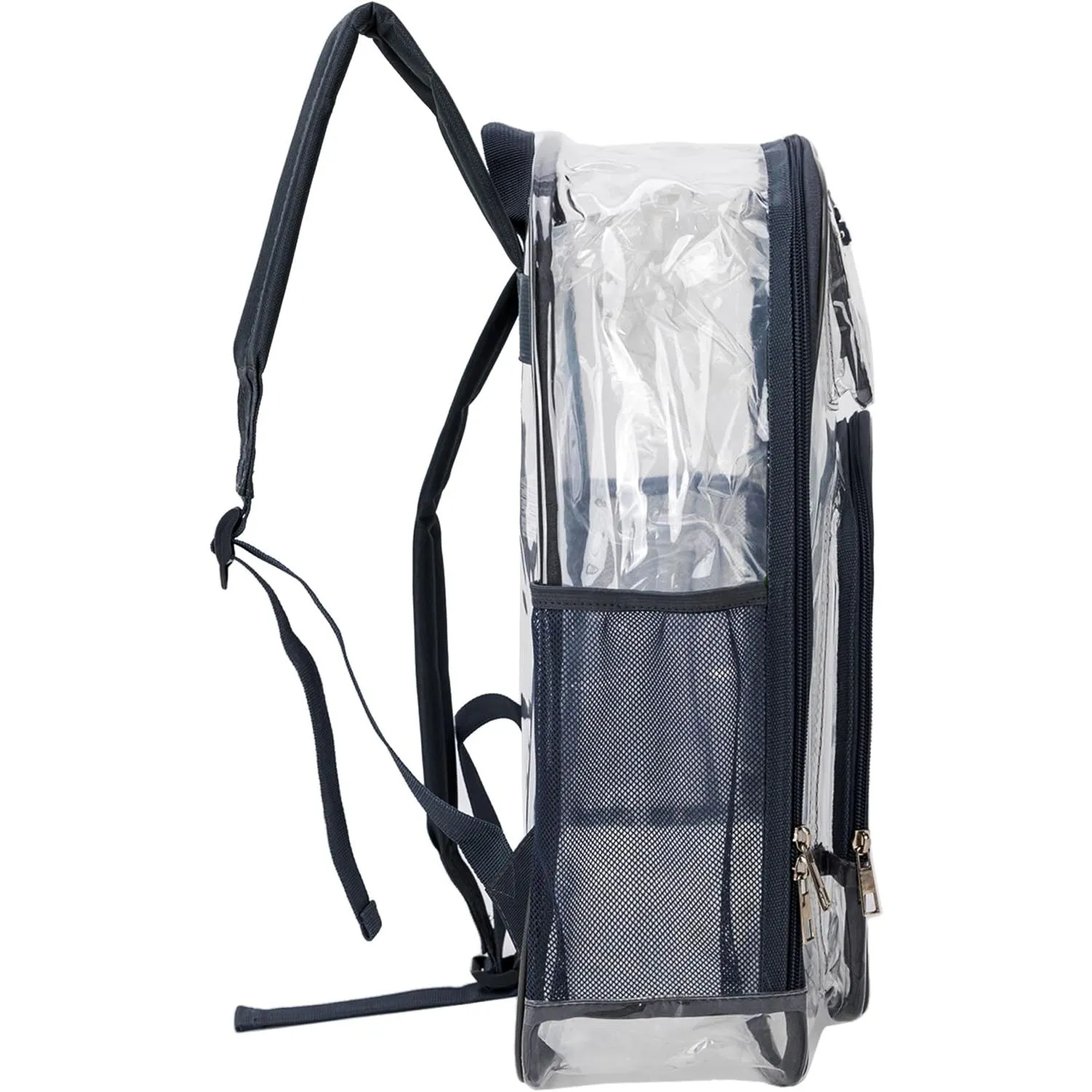 17" Premium Wholesale Clear Backpacks w/Black Trim - Bulk Case of 24 Transparent Bookbags