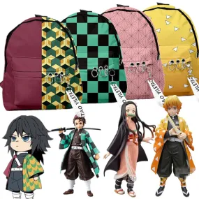 Backpack Demon Slayer: Kimetsu no Yaiba Canvas Bag Tomioka Giyuu School Bags For Boys Girls Travel Bag Mochila Feminina