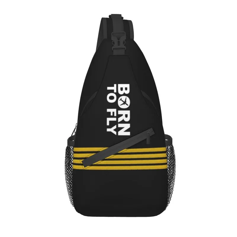 Casual Captain Stripes Epaulettes Crossbody Sling Backpack Men Aviation Airplane Pilot Shoulder Chest Bag for Travel Cycling