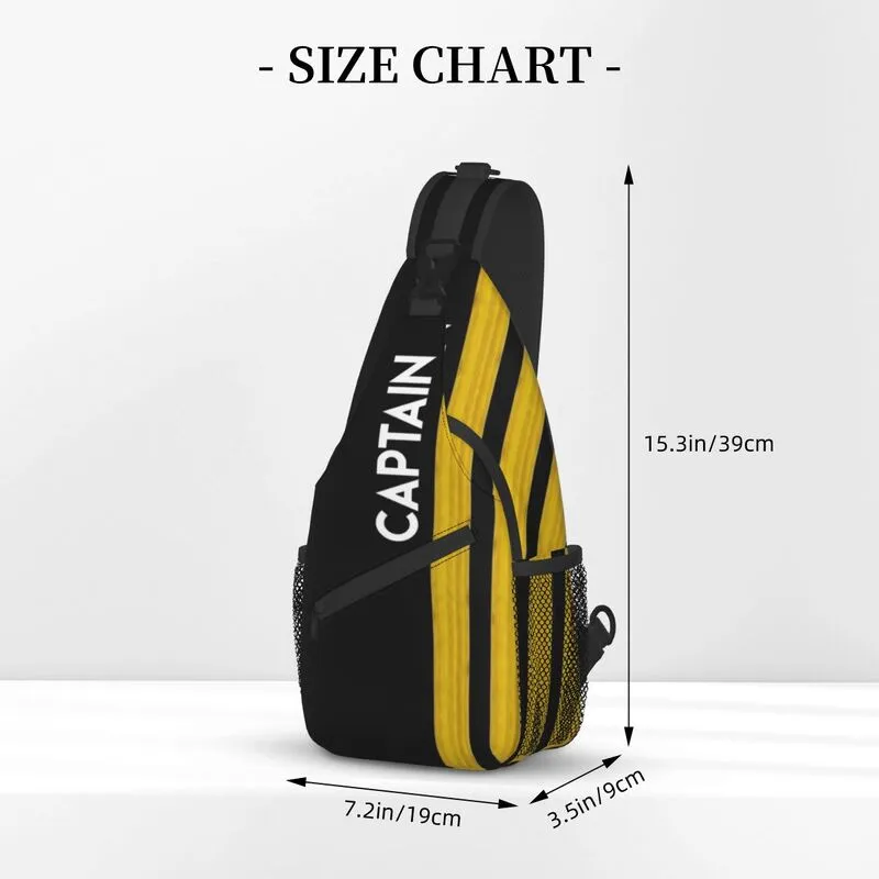 Casual Captain Stripes Epaulettes Crossbody Sling Backpack Men Aviation Airplane Pilot Shoulder Chest Bag for Travel Cycling