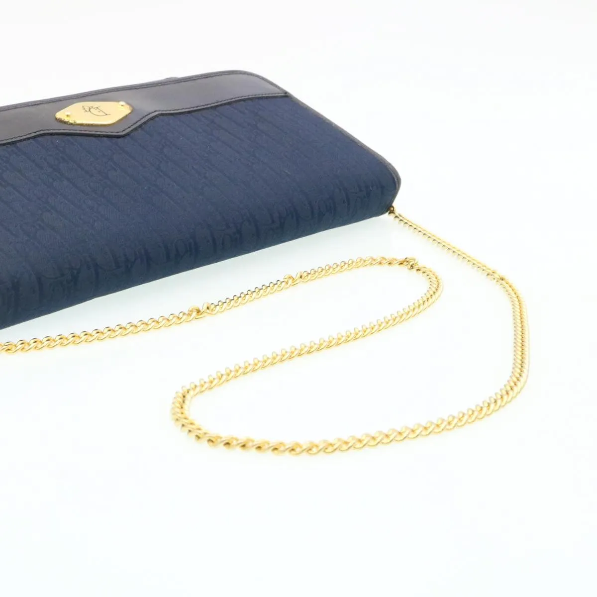 CHRISTIAN DIOR Honeycomb Canvas Shoulder Bag Navy  am1653g