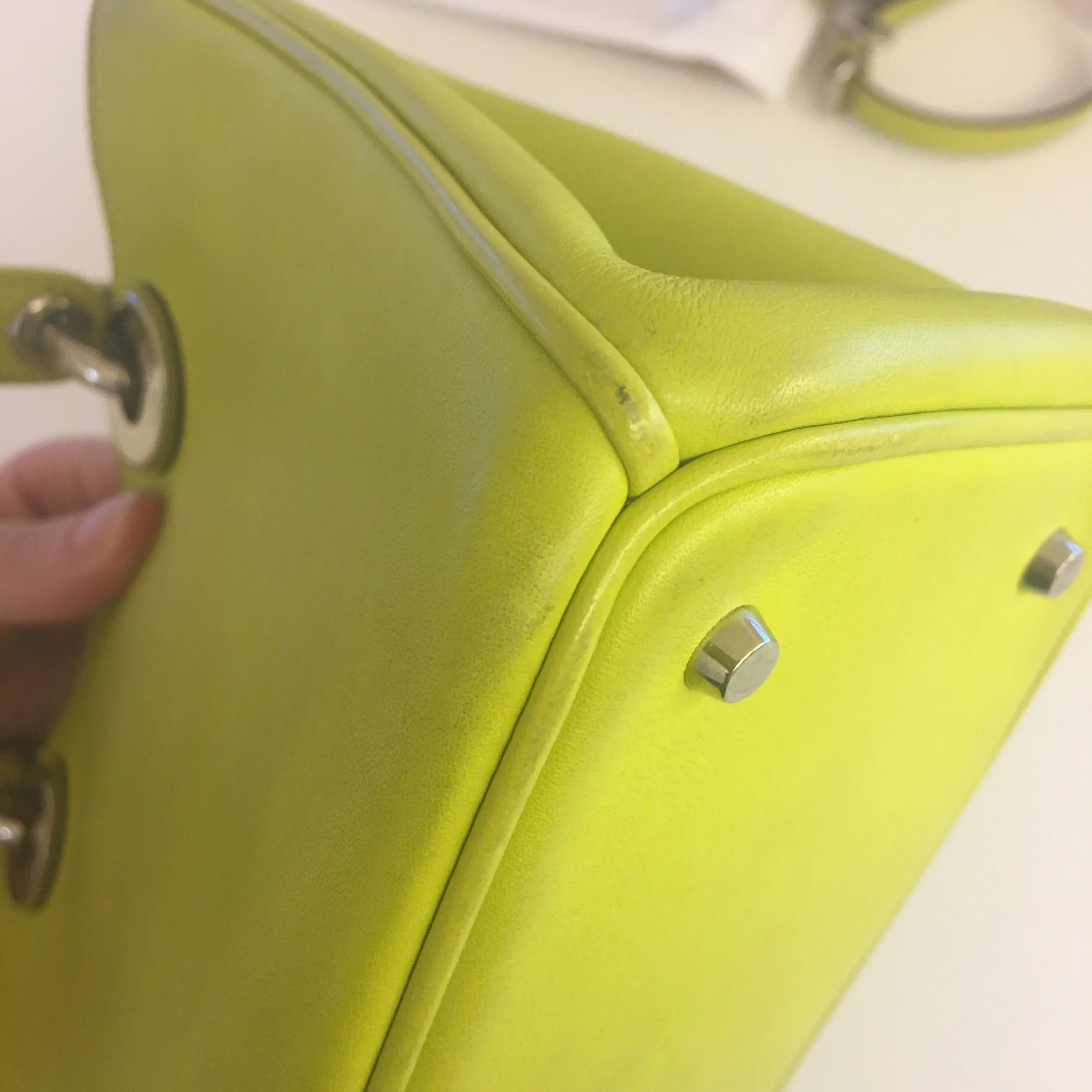 CHRISTIAN DIOR Lady Dior Handbag in Green Leather