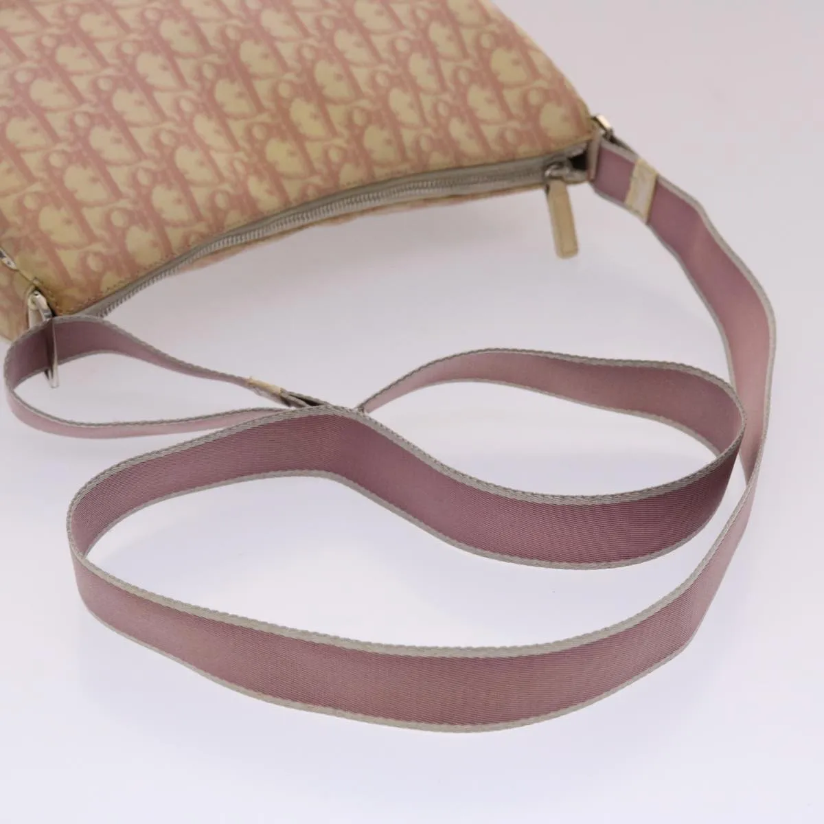 CHRISTIAN DIOR Trotter Canvas Shoulder Bag Pink Auth fm2502