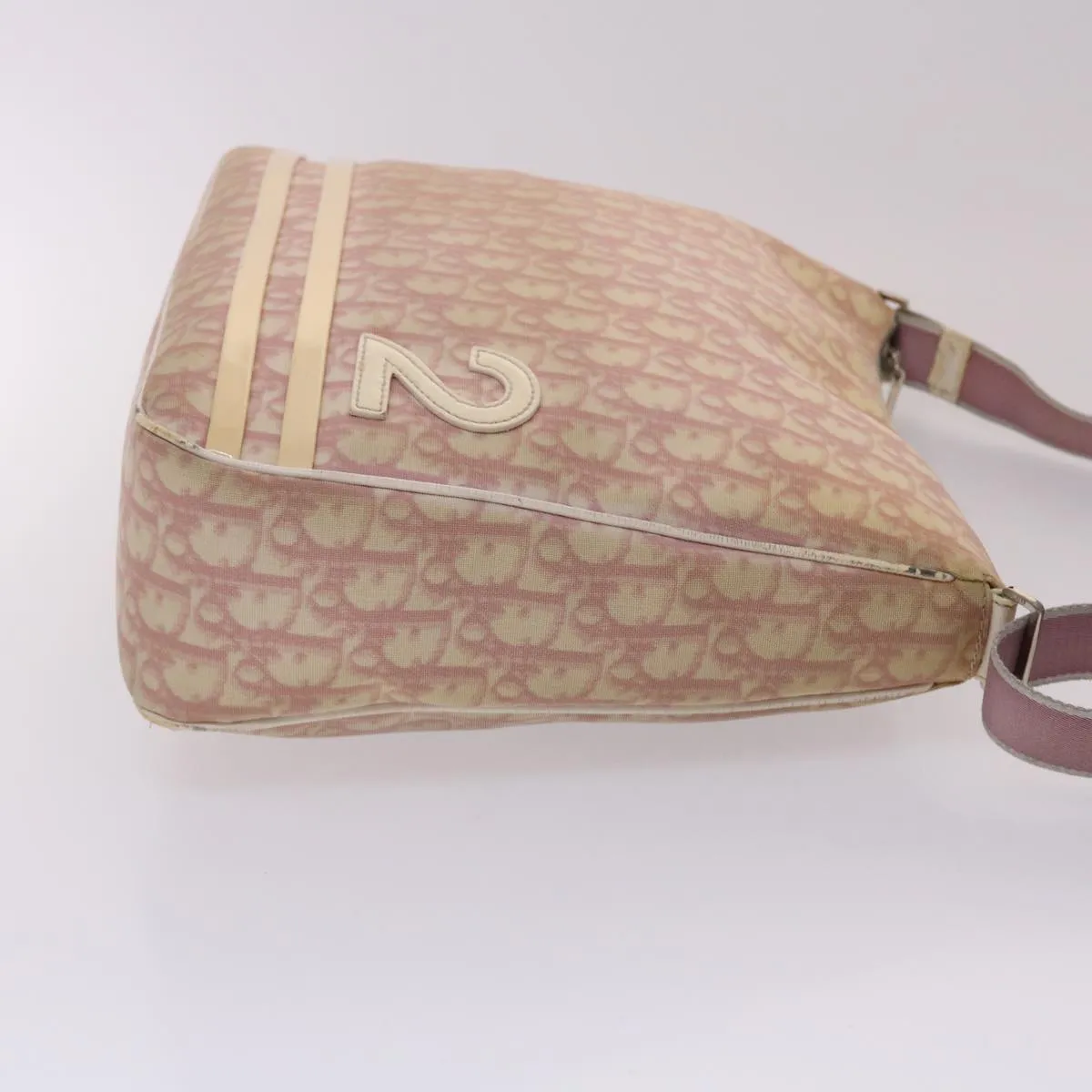 CHRISTIAN DIOR Trotter Canvas Shoulder Bag Pink Auth fm2502