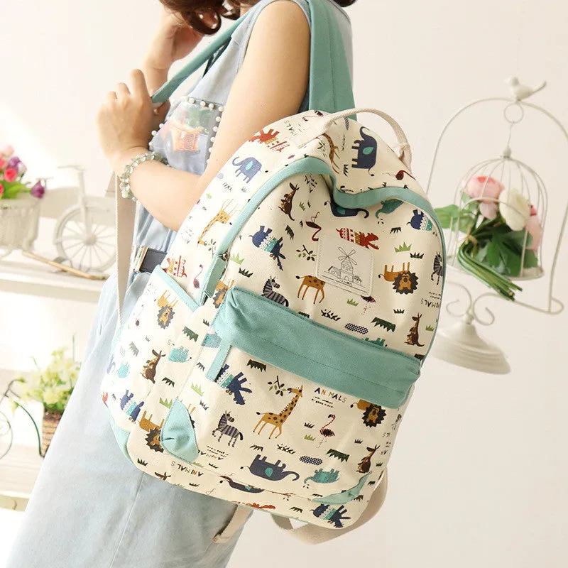 Cute Animal Print Female Travel Leisure Fresh School Backpack