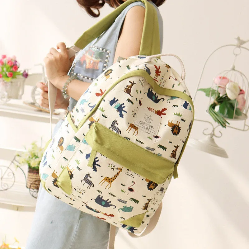 Cute Animal Print Female Travel Leisure Fresh School Backpack