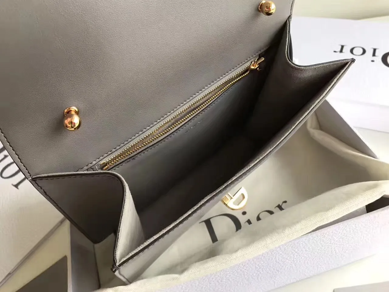 Dior Cest Dior Flap Bag In Grey Calfskin