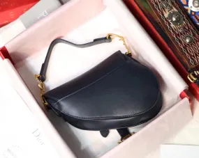 Dior Mini Saddle Bag In Blue Calfskin