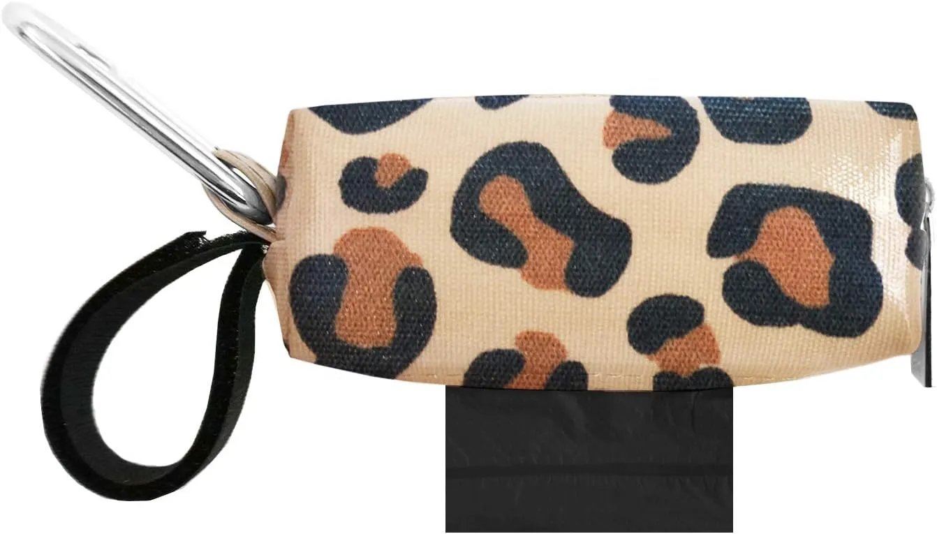 Doggie Walk Bags Leopard Print, Dog Waste Bag Dispenser