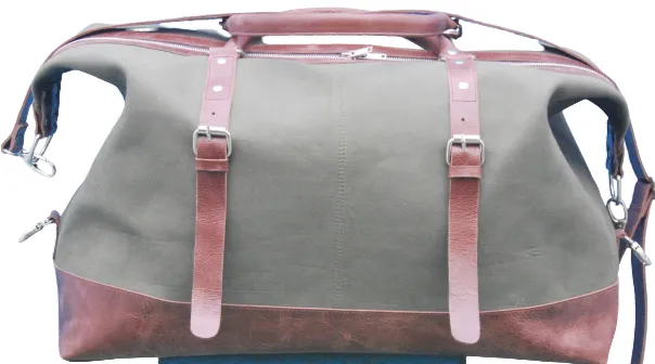 Duffel Bag, Wax Canvas Holdall, Vintage Luggage Bag, Canvas Leather Overnight Bag