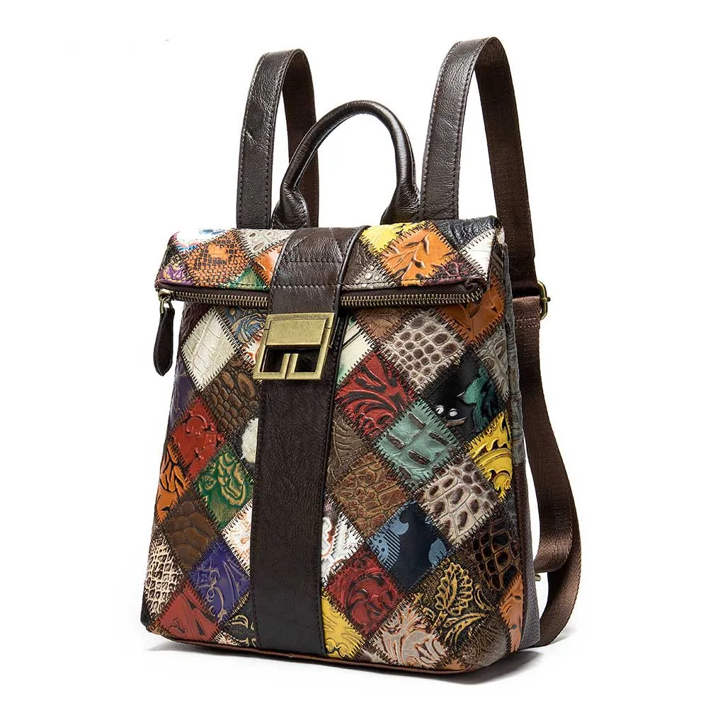 Floral Luxe Exotic Leather Patchwork Backpack