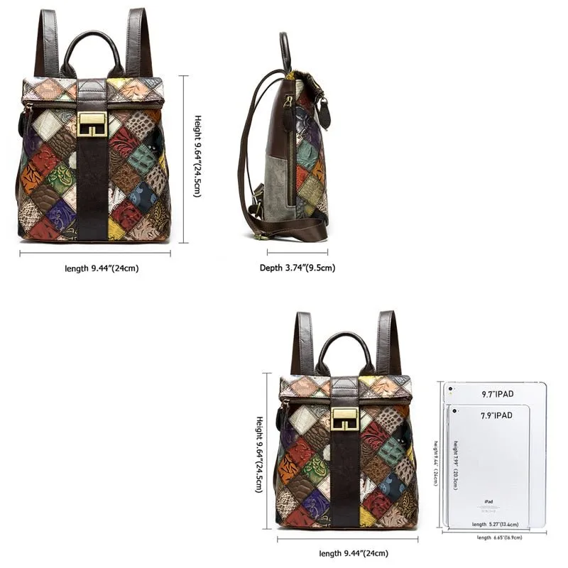 Floral Luxe Exotic Leather Patchwork Backpack