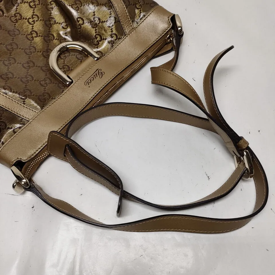 Gucci Gold Coated Canvas Crossbody Bag