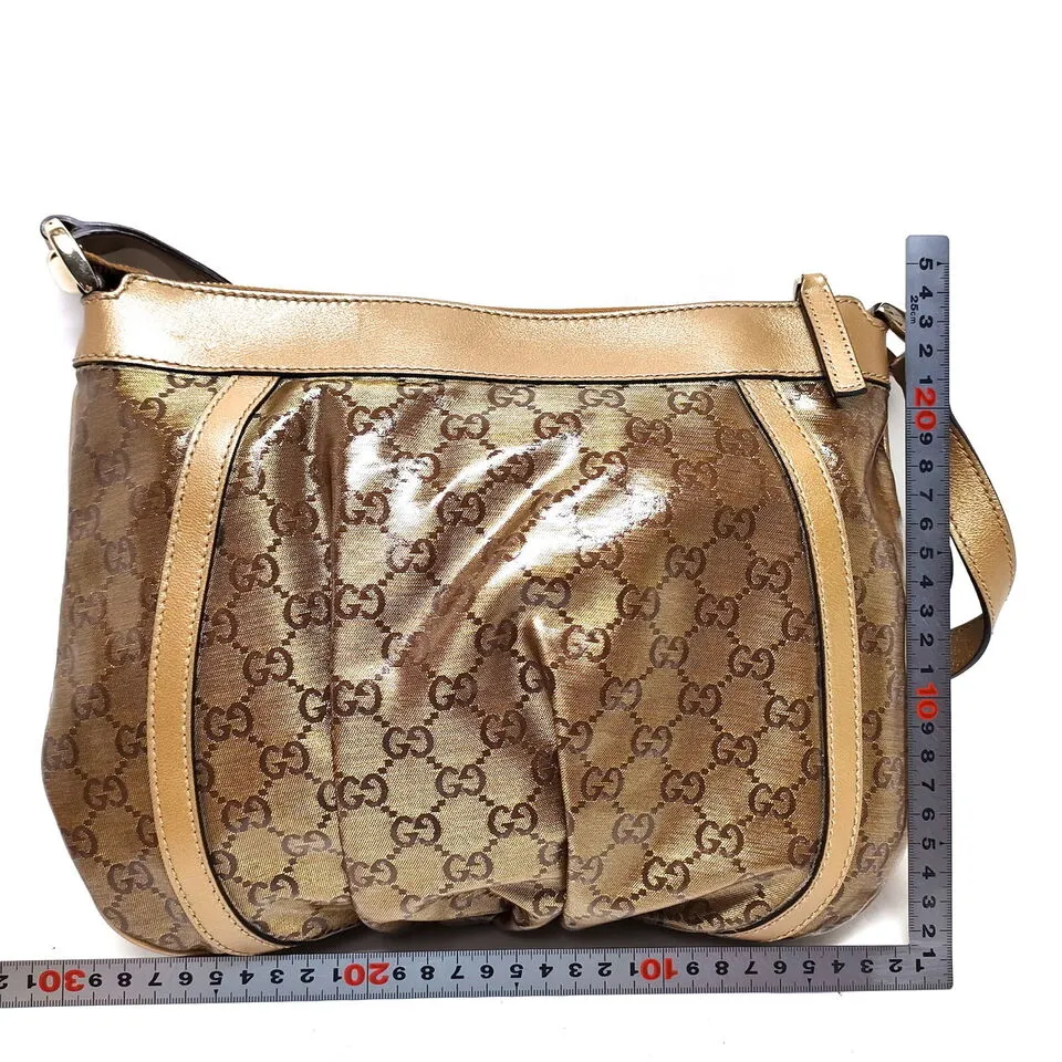 Gucci Gold Coated Canvas Crossbody Bag