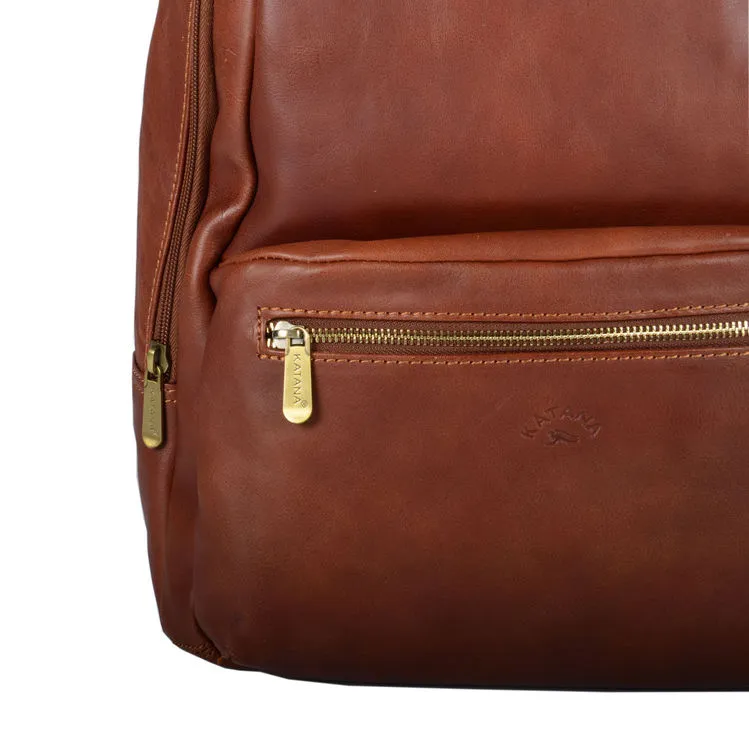 Katana Padded Brown Leather Backpack