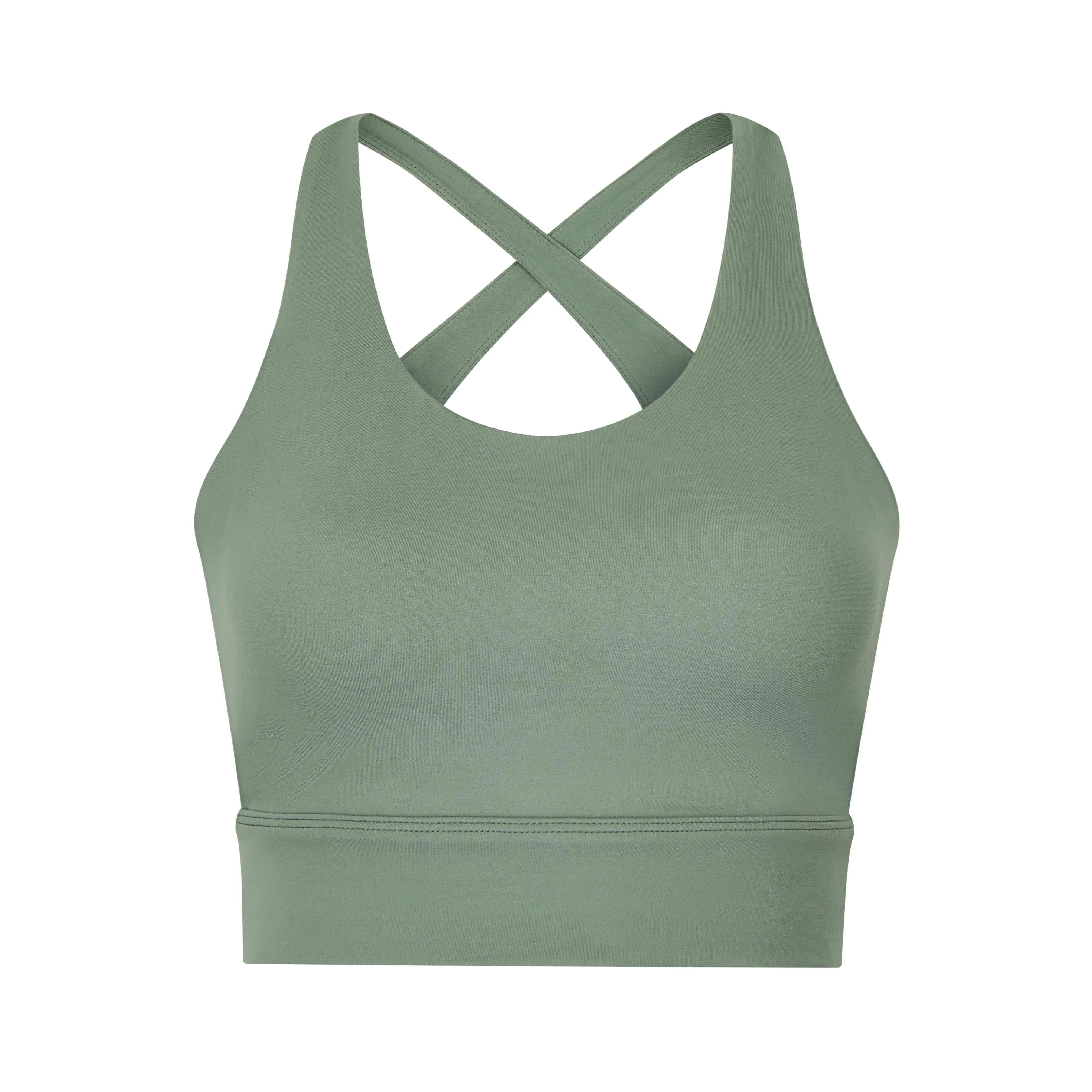 Laurel Cross Back Sports Top Olive Green