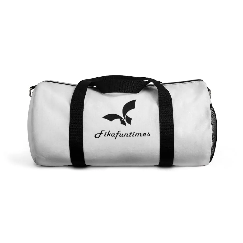 Lightweight Fikafuntimes Black Logo Print Duffel Bag