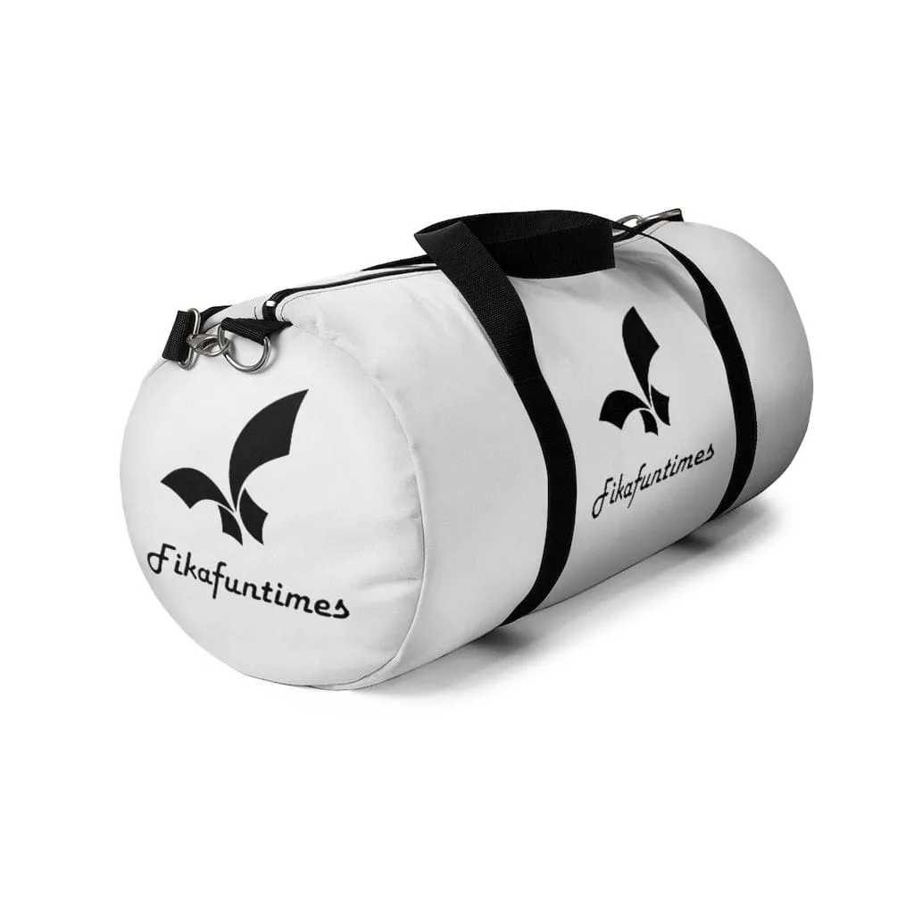 Lightweight Fikafuntimes Black Logo Print Duffel Bag