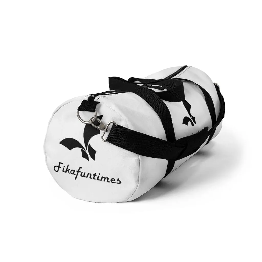 Lightweight Fikafuntimes Black Logo Print Duffel Bag