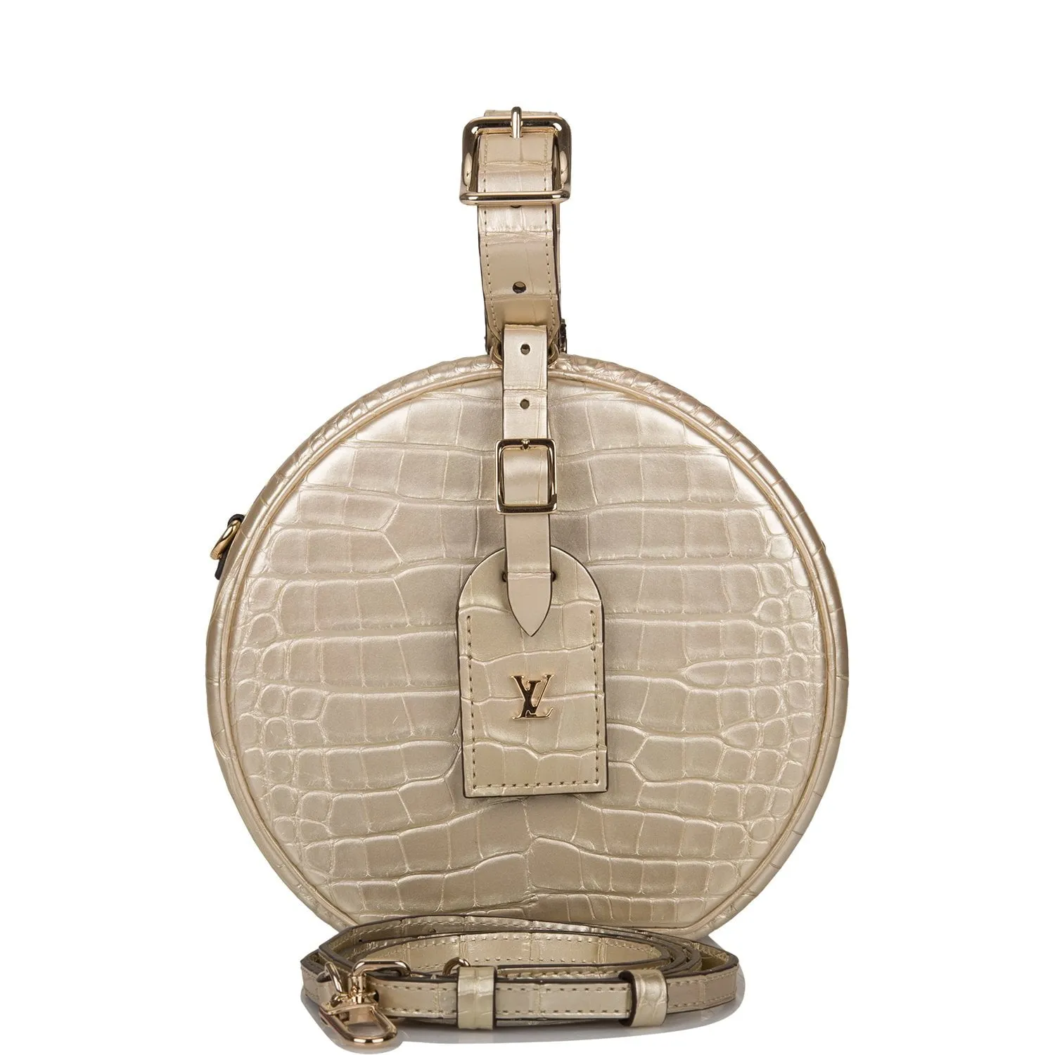 Louis Vuitton Gold Matte Alligator Petite Boite Chapeau