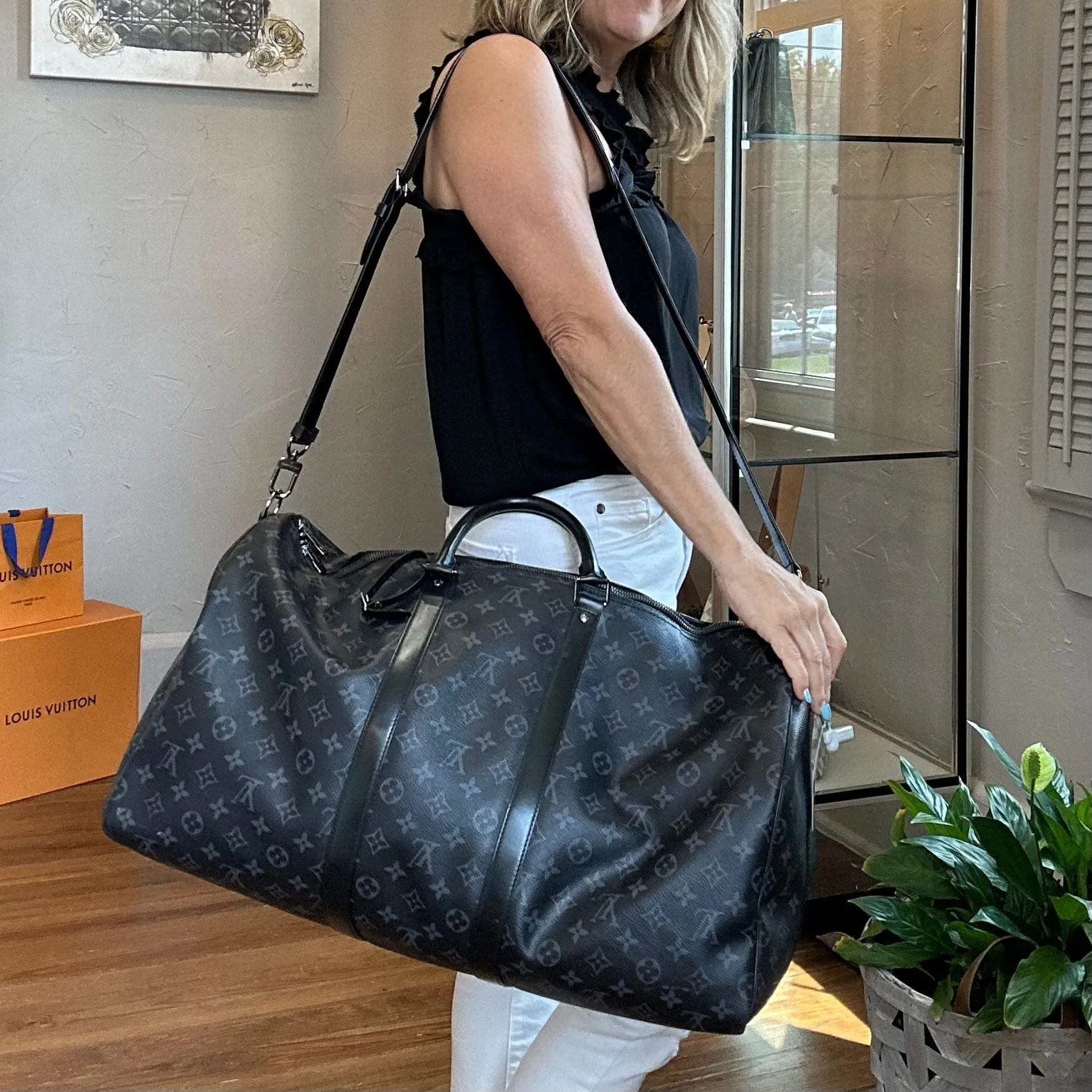 Louis Vuitton Monogram Eclipse Keepall Bandouliere 55