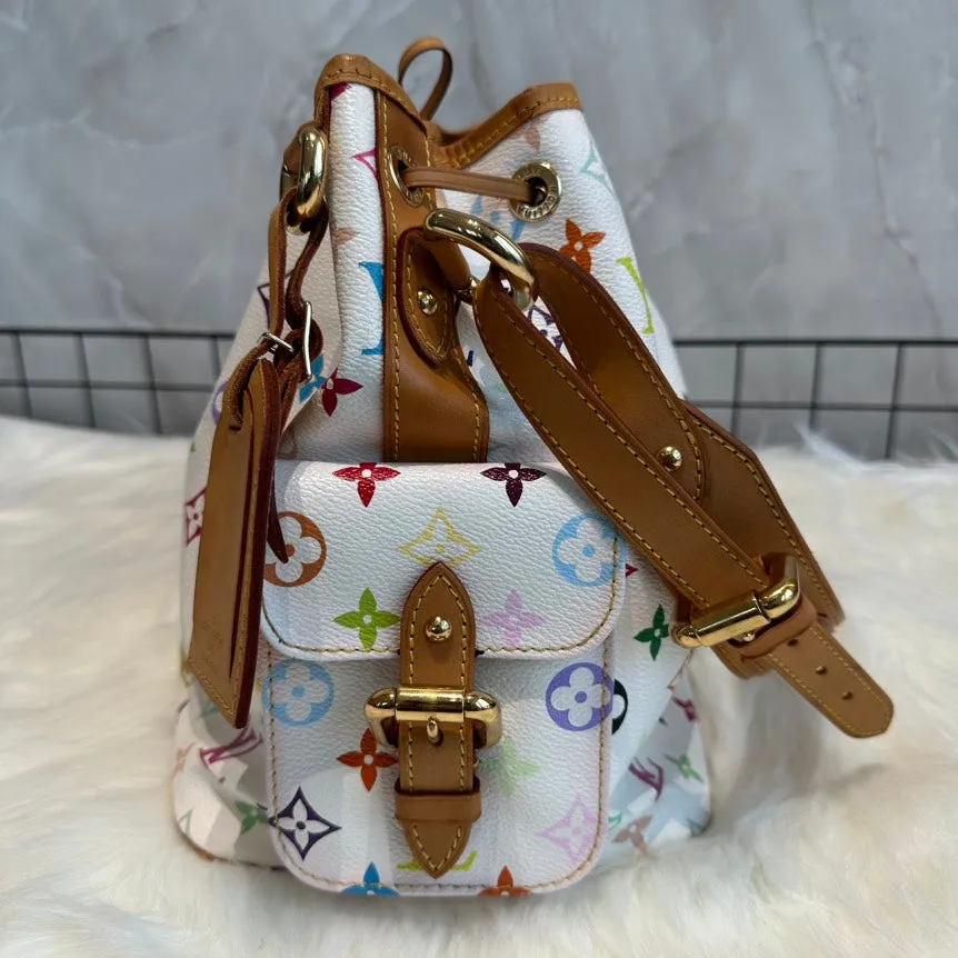 Louis Vuitton Monogram Multicolor Bucket Bag White Medium