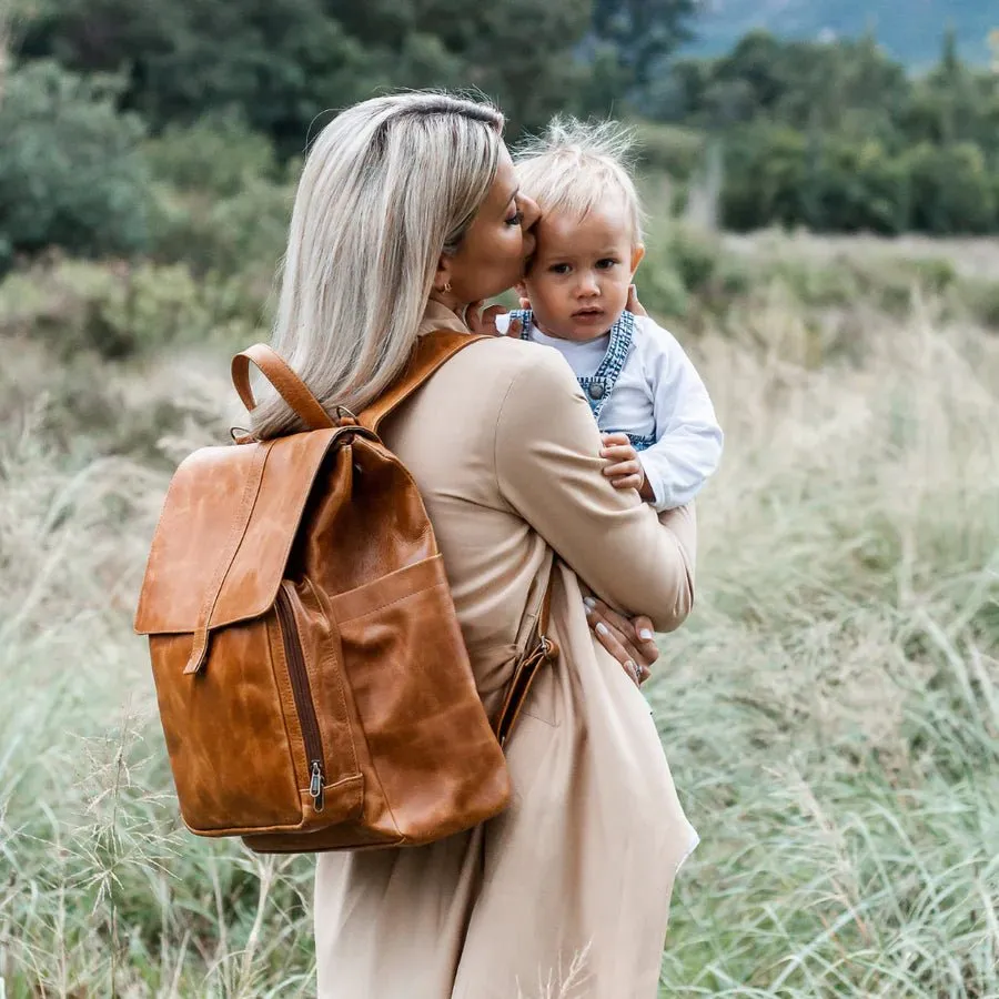 Mally Luxury Baby Backpack With Mat & Stroller Straps | Toffee