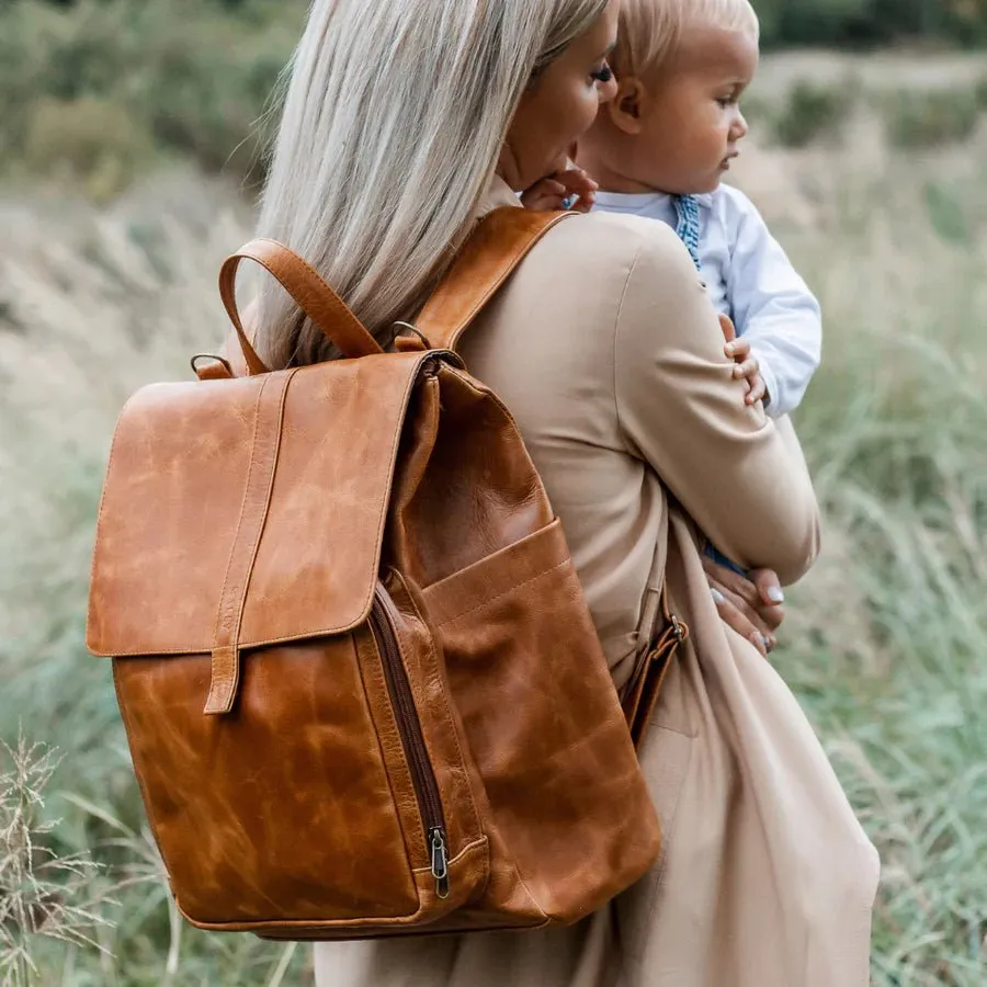 Mally Luxury Baby Backpack With Mat & Stroller Straps | Toffee