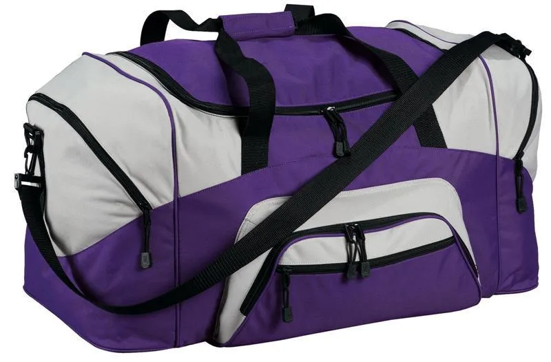 Poly Colorblock Sport Duffel  With Two Large Zippered Pockets