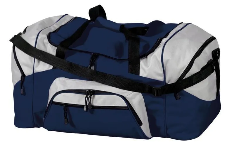 Poly Colorblock Sport Duffel  With Two Large Zippered Pockets