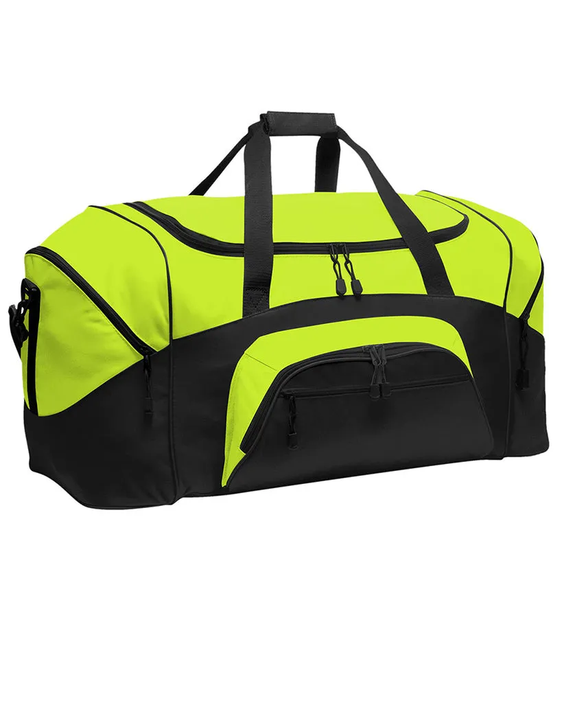 Poly Colorblock Sport Duffel  With Two Large Zippered Pockets