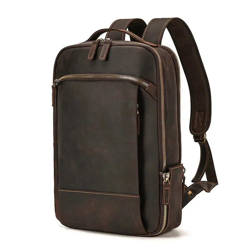 Retro Innovator Leather Laptop Backpack