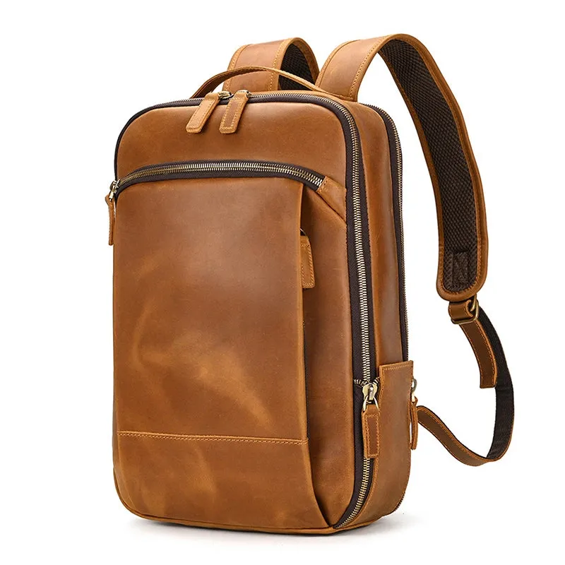 Retro Innovator Leather Laptop Backpack