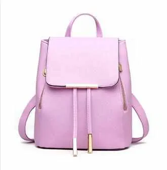 Women High Quality PU Leather Backpack / School Candy Color Bags For Teenagers Girls