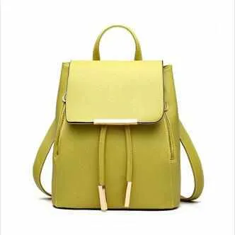 Women High Quality PU Leather Backpack / School Candy Color Bags For Teenagers Girls