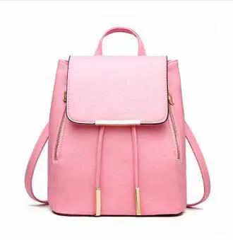 Women High Quality PU Leather Backpack / School Candy Color Bags For Teenagers Girls