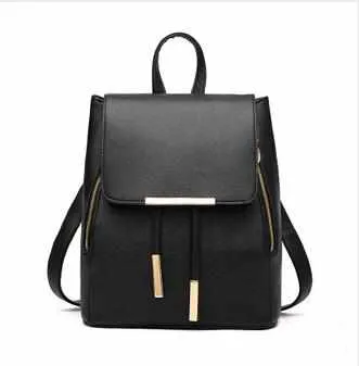 Women High Quality PU Leather Backpack / School Candy Color Bags For Teenagers Girls