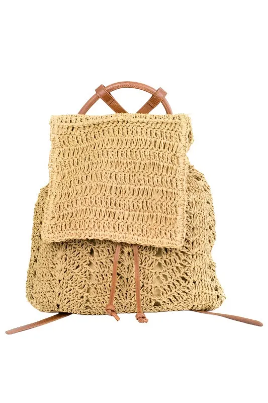 Woven Straw Backpack